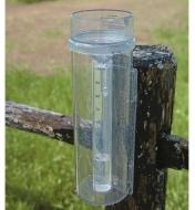 Stratus Precision Rain Gauge mounted to a fence post