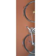 Bike hanging on a Vertical Single Bike Rack mounted on a wall