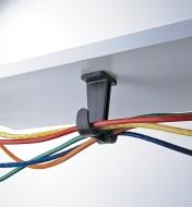 Wire Management Hook mounted under a desk, supporting several wires