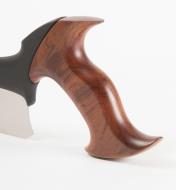 Close-up of hardwood handle