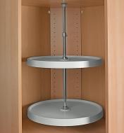 Upper Cabinet Revolving Shelf Set installed in a cupboard