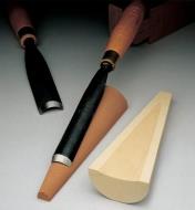 Using water cones to sharpen the inside of a gouge