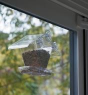 Inside view of Window Bird Feeder mounted on a window