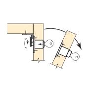 Illustration of how the Drop-Flap Lock opens the door when mounted on a drop flap