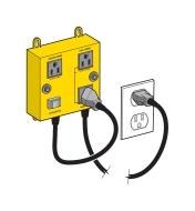 Illustration of switch with one cord plugged into an outlet