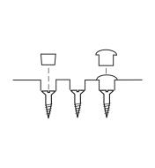 Cutaway illustration of three counterbored screws, two covered by plugs