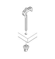 Illustration of Hold-Down Clamp being installed in a dog hole