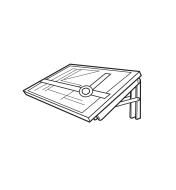 Illustrated example of fold-away drafting table set at 70°