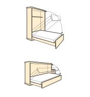 Illustrated examples of vertical and horizontal fold-down beds