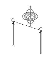 Diagramme démontre un gyroscope en mouvement sur un câble tendu