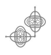 Illustration of one gyroscope balanced on another