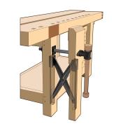 Illustration of Benchcrafted Crisscross Hardware installed in a bench