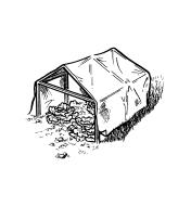 Illustration of a shade house made with shade cloth on a wooden frame