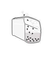 Diagramme illustrant le parcours d’un insecte dans le piège à coccinelles asiatiques où il est recouvert de poudre pour l’empêcher de s’échapper