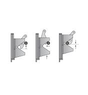 Series of three illustrations showing how the latch self-aligns