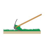 Illustration of the Power Rake collecting grass clippings