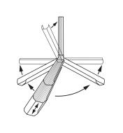 Illustration of Adjustable Downspout's various possible positions: up, down, telescoped, and swiveled 180 degrees