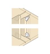 Illustration of plastic guides installed in the top and bottom of a door