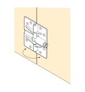 Illustration of hinge mounted on a door that is locked flat