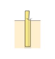 L'illustration montre la face d’appui d'un mentonnet inclinée vers l'intérieur de 2°