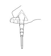 Illustration showing how the shape of the handle fits in a closed hand