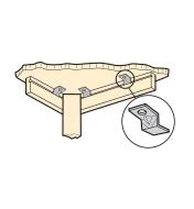 Illustration shows the positioning of Tabletop Mounting Clamps under a table