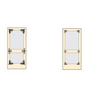 Diagrams show four braces at the corners and two brackets on the center rail of a door