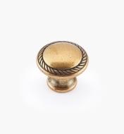 01A2252 - Petit bouton coulé à motif cordé, fini bronze bruni, 25 mm x 20 mm