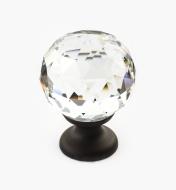 01A3451 - Large Faceted Glass Knob, ORB