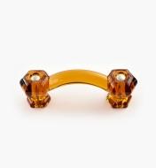 01A3731 - 4 1/4" Amber Hexagonal Glass Handle