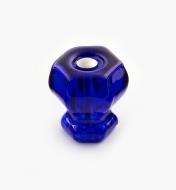 01A3740 - Bouton hexagonal en verre, bleu de cobalt, 1 1/8 po