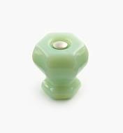 01A3770 - 1 1/8" Milky Green Hexagonal Glass Knob