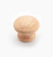 02G1002 - Bouton en bois de fil, chêne rouge, 1 3/16 po x 1 po