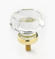 01A3782 - Octagonal Clear Knob, Polished Brass base