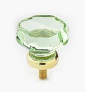 01A3792 - Octagonal Green Knob, Polished Brass base