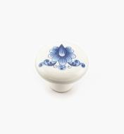 00W7103 - 1 1/4" x  7/8" Blue Ceramic Knob