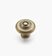 02W1243 - 1 1/8" x 1" Antique Brass Knob