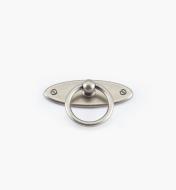 01X3066 - Poignée à anneau sur platine ovale, fini étain, 65 mm x 35 mm