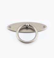 01X3096 - Poignée à anneau sur platine ovale, fini étain, 95 mm x 62 mm