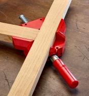 A Bessey corner and T clamp being used to hold a T joint