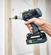Using the Festool PDC 18 Cordless Hammer Drill to install wall studs
