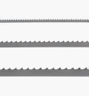 Close-up view showing the tooth patterns of the blade set for 10” Rikon bandsaws