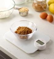 Battery-Free Kitchen Scale weighing a bowl of sugar