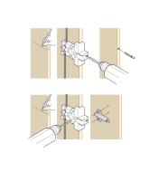 Diagram showing how to use the jig to drill holes for Blumotion installation