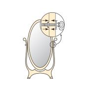Illustration of a floor mirror mounted to the base with the Cheval Mirror Set
