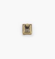 01A2283 - Poignée à anneau sur platine carrée, 2 po × 1 1/8 po, série Arts and Crafts I, fini laiton antique