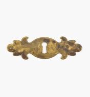 01A2805 - 4 1/2" Solid Brass Hoizontal Keyhole Escutcheon