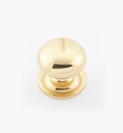 02W1511 - 1" × 7/8" Round Brass Knob, Polished Brass