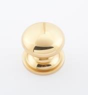 02W1512 - 1 3/16" × 1 1/8" Round Brass Knob, Polished Brass 