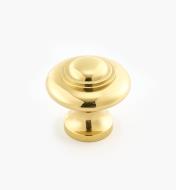 02W2643 - 1 5/16" x 1 1/4" Cast Brass Ring Knob, Polished Brass 